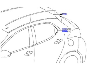 фото thumb №1, 75708-0d030 заглушка трикутник чорна планка задні двері гібрид yaris iv