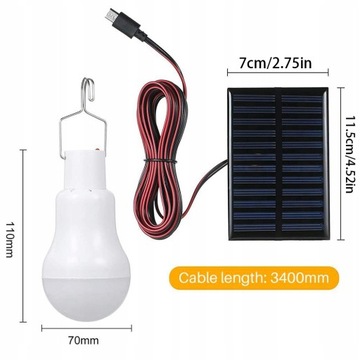 КЕМПИНГОВАЯ СОЛНЕЧНАЯ СВЕТОДИОДНАЯ ЛАМПА 110LM 5V