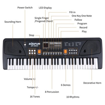 BIGFUN 61 клавиша USB электронный орган детский электрический