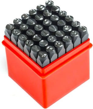 NUMERATORY ZNACZNIKI LITERY CYFRY STEMPLE ZNAKI WYBIJAKI DO METALU 6MM 36EL