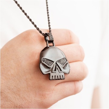 Zawieszka czarna Punisher męska wisiorek czaszka STAL 316L