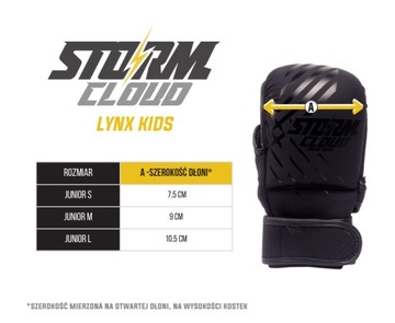 StormCloud Rękawice MMA dla dzieci Lynx Czarno/Czerwone Junior M