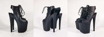 КАБЛУКИ ЖЕНСКИЕ, ЧЕРНЫЕ ТУФЛИ НА ПЛАТФОРМЕ ДЛЯ ТАНЦЕВ НА ПИЛДЕ SexyHeels 20 CM 39