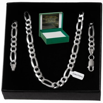 SREBRNY ŁAŃCUSZEK FIGARO 55cm/5mm pr. 925 + GRATIS