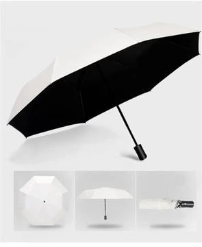 Automatic Rain & Sun Umbrella Black Coating Parasol Anti-UV 3 Folding Wind