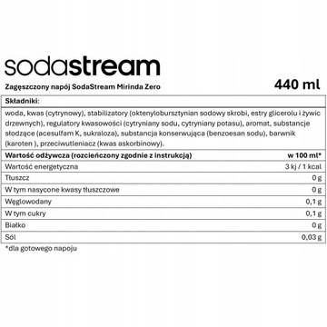 SODASTREAM MIRINDA ZERO BEZ CUKRU koncentrat do saturatora syrop 440 ml