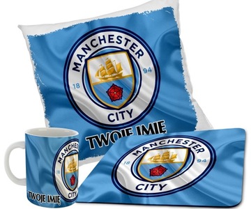 Zestaw MANCHESTER CITY KUBEK + PODUSZKA + PODKŁADKA POD MYSZ RÓŻNE WZORY