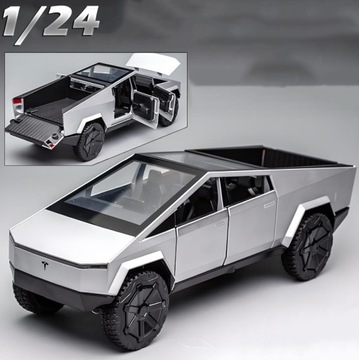 МОДЕЛЬ АВТОМОБИЛЯ TESLA CYBERTRUCK 1:24 ИЗ АЛЮМИНИЕВОГО СПЛАВА С ФАРАМИ И ДВЕРЯМИ
