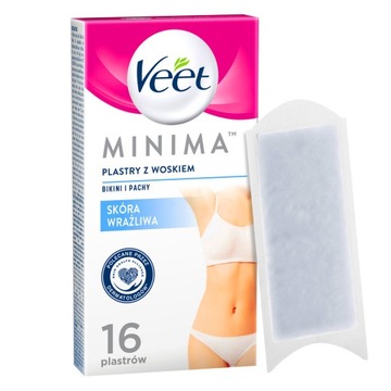 Plastry do Depilacji VEET MINIMA Pachy Bikini NAWILŻONA JĘDRNA SKÓRA 16 szt