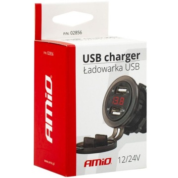 GNIAZDO SAMOCHODOWE 2xUSB tester napięcia 12/24V