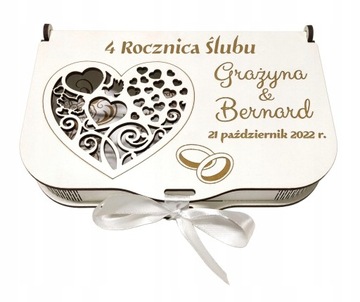 Pamiątka 4 IV rocznica ślubu pudełko na pieniądze