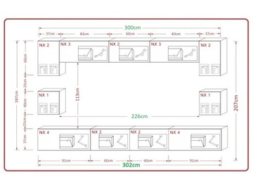 NOWARA N1 секция Комплект светодиодной мебели для гостиной 1C