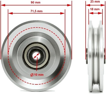 Bloczek krążek do wyciągu aluminiowy łożyskowany