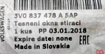 фото thumb №7, Skoda superb планка прокладка накладка скла двері права 3v0837478a5ap