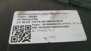 фото thumb №11, Лампа левая перед vw sharan i рестайлинг ксенон 7m3941015ac 00-