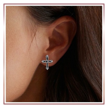 Серебряные серьги ТОНКИЙ КРЕСТ ВИНТАЖ S925