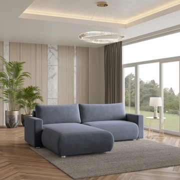 Narożnik TURIN do salonu ROZKLADANY sprężyny LUKSUS modne kolory WELUROWY