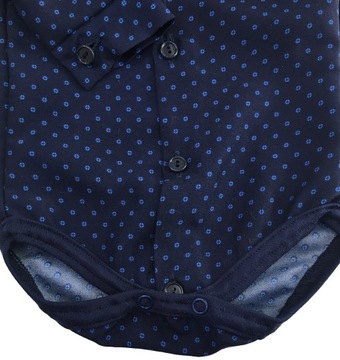 KOSZULA BODY granatowa we wzorki wizytowe 80 cm 9m