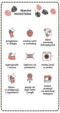 materiał obiciowy na welwet w liście monstera 03