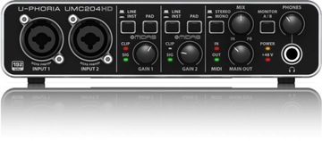 Аудиоинтерфейс Behringer UMC204HD USB MIDI 2x4