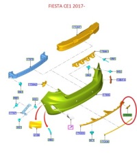 фото thumb №9, Заглушка накладки бампера задня ford fiesta mk8 2017-