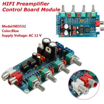 NE5532 HIFI Preamp Pre amplifier Tone Board Kits Volume Control 12V 0 12V