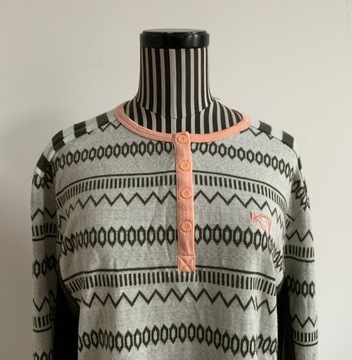 KARI TRAA bluzka termiczna żakardowa 100% merino wool wełna idealna XL