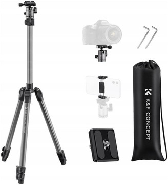 ШТАТИВ ULTRALIGHT K&F ALU/MAG 168CM F263A4 + держатель для телефона