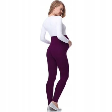 Legginsy ciążowe długie getry damskie wiskoza BE-02 Śliwkowy S