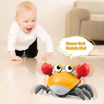 ИНТЕРАКТИВНАЯ ИГРУШКА ДЛЯ МАЛЫШЕЙ ПОЛЗУЩИЙ КРАБ ИГРА СО ЗВУКОМ СВЕТА ПРОГУЛКИ