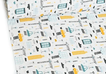 Хлопчатобумажная ткань Небоскребы краны белый фон wz925
