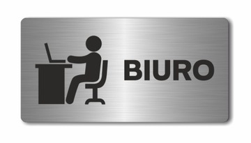BIURO | Tabliczka informacyjna nierdzewna | Druk UV na płycie