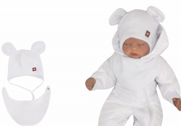 Czapka włóczkowa z uszami misia +apaszka 74