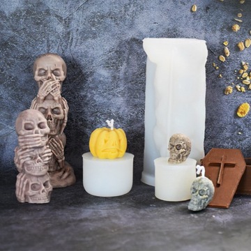 Forma silikonowa do świec wosku mydła odlewów NA HALLOWEEN STRASZNA DYNIA3D