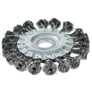 SZCZOTKA DRUCIANA DRUT SKRĘCONY 120 MM OTWÓR 16 MMSZCZOTKA TARCZOWA DO SZLI