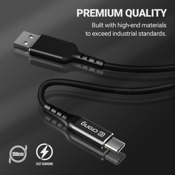 Кабель USB-C — USB-A, 60 Вт, 150 см (черный)