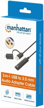 MANHATTAN ADAPTER KARTA DŹWIĘKOWA ZEWNĘTRZNA USB-C/USB-A NA JACK 3.5MM TRRS