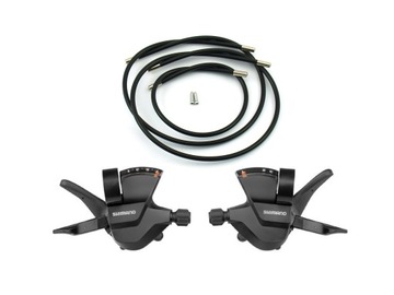 Manetki Przerzutki Shimano 3 x 7 + pancerze + linki, kompletny zestaw