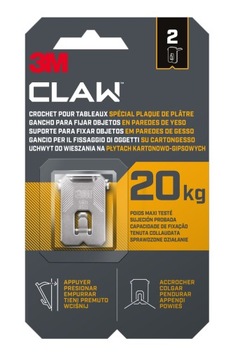 Крючок 3M CLAW для подвешивания на гипсокартон весом до 20 кг, 6 шт.