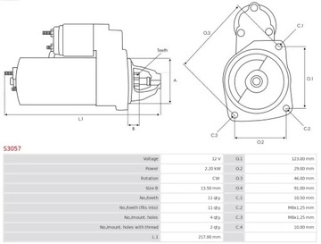 фото thumb №5, Ast s3057 стартер 12v citroen berlingo/c2/c3/c4