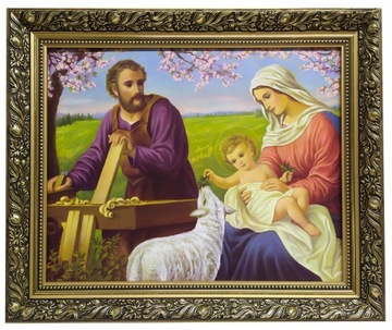 OBRAZ 50X60 ŚWIĘTA RODZINA ZŁOTA RAMA ŚWIĘTY JEZUS