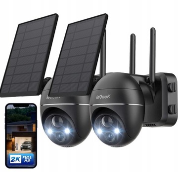 2szt Kamera Zewnętrzna Obrotowa Solarna 3MP 4xZOOM