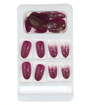 SZTUCZNE PAZNOKCIE TIPSY BORDO WZORY F662-15