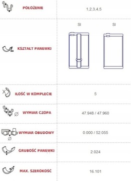КОРЕННЫЕ ПОДШИПНИКИ HYUNDAI KIA 1.4 1.6 CVVT GDI G4F