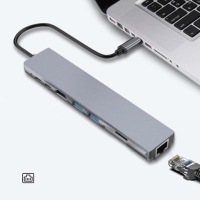 ХАБ-АДАПТЕР, ДОК-СТАНЦИЯ, HDMI 4K, USB 2.0/3.0, PD, Type-C, SD, TF, RJ45, 8-в-1