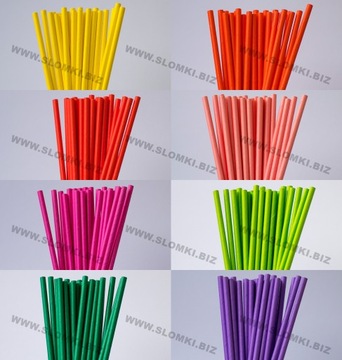 Słomki papierowe 250 szt - zielone paski - 197x6mm