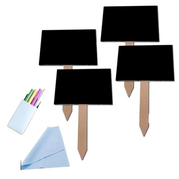 4 szt. Drewniana tablica, tablica, rośliny, metki z cenami, kredy