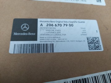 MERCEDES BENZ C-CLASS W206 БОКОВОЕ ОКНО КУЗОВА ЛЕВОЕ A2066707900