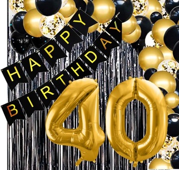 GIRLANDA BALONOWA ZESTAW Balony na 40 Urodziny Czterdziestolatek - 59szt