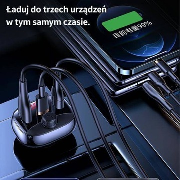 USAMS FM-ПЕРЕДАТЧИК BLTH 5.0 MP3 50 Вт 2XUSB + USB-C